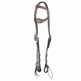 Cody Pro Turquoise Concho One Ear Headstall with Basketweave Tooling cat fur care cat grooming tools cat deshedding brush cat bath kit cat nail trimmer