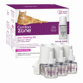Comfort Zone Cat Calming Diffuser Kit, Cat Pheromones, 3 Diffusers and 6 Refills-48ml, New Formula cat climbing tree cat hammock cat steps cat grooming kit cat safety gate