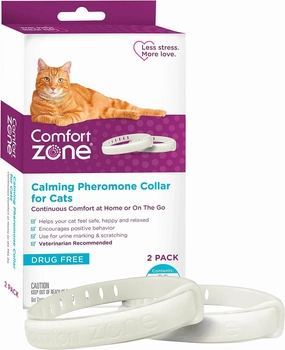 Comfort Zone Cat Calming Pheromone Collar, Anxiety & Stress Relief Aid, Breakaway Design, White cat scratchers cat towers cat window perch cat heating pad cat calming spray