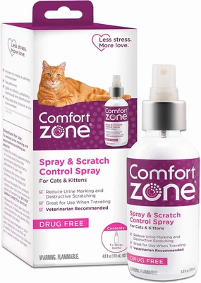 Comfort Zone Scratch Deterrent and Calming Spray cat climbing tree cat hammock cat steps cat grooming kit cat safety gate