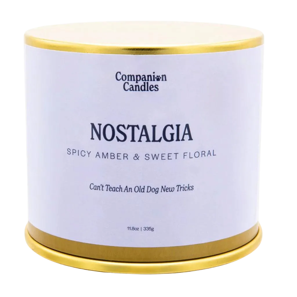 Companion Candles 11.8oz Candle - Nostalgia (Spicy Amber/Sweet Floral) dog pain relief hip joint supplement senior dog care pet arthritis aid dog skin supplement