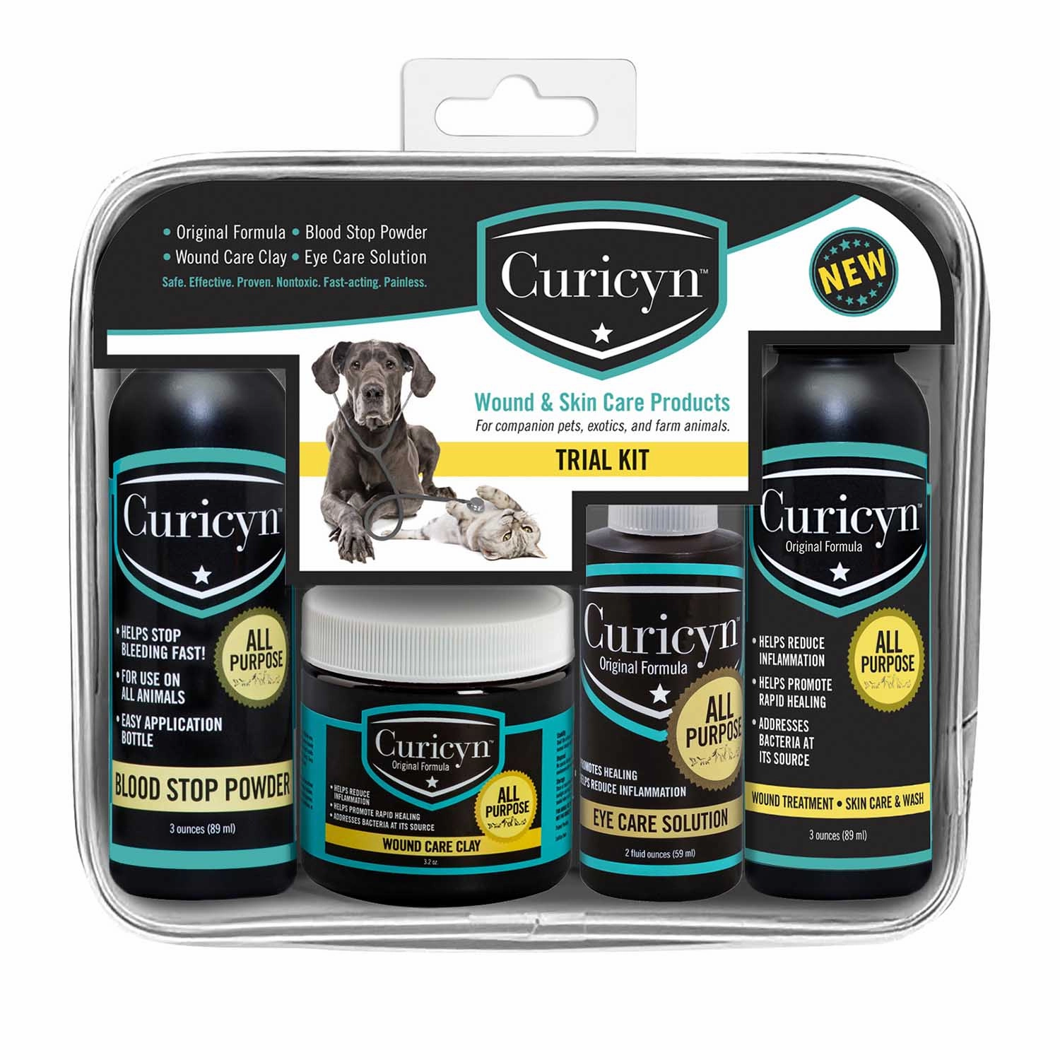 Curicyn Wound and Skin Care Kit, 4 pc wet cat food canned food for cats gravy cat cans soft texture cat food wet pouches