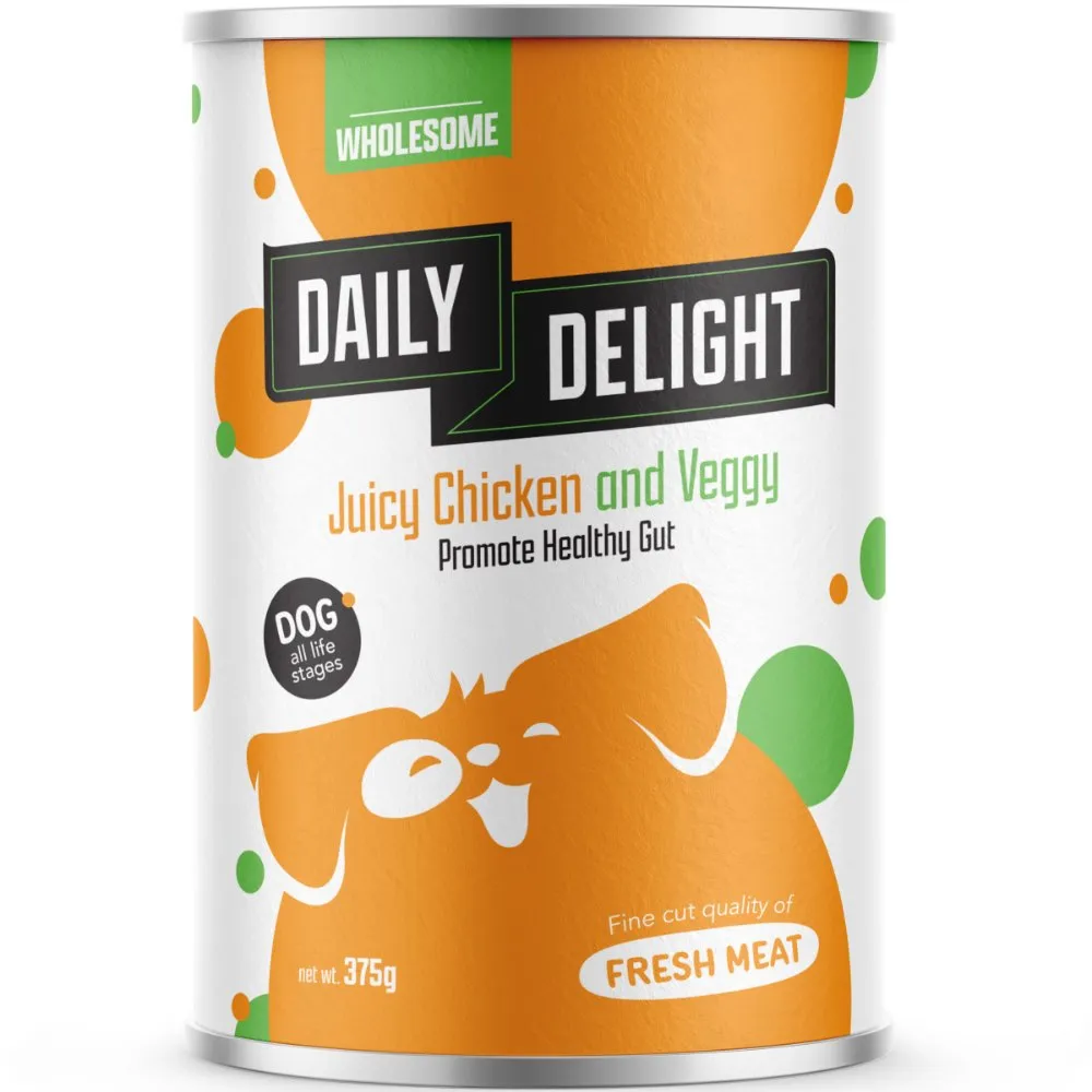 Daily Delight Juicy Chicken And Veggy Canned Dog Food 375g canned dog food wet dog food grain free dog food dog food with gravy beef dog food