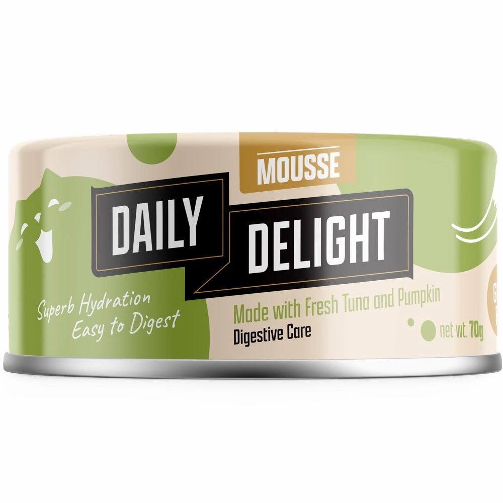 Daily Delight Mousse Tuna & Pumpkin Grain-Free Canned Cat Food 70g cat food cans soft cat food high protein cat food natural cat food senior cat food