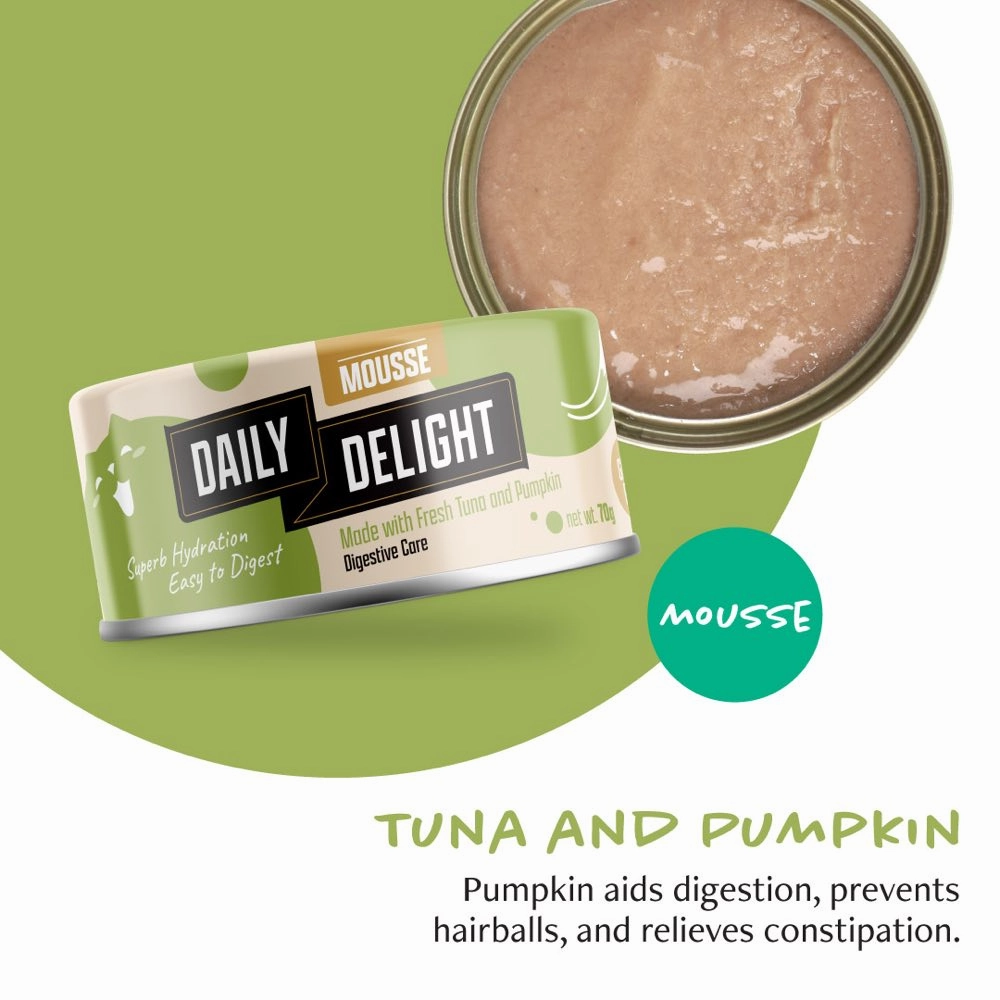 Daily Delight Mousse Tuna & Pumpkin Grain-Free Canned Cat Food 70g