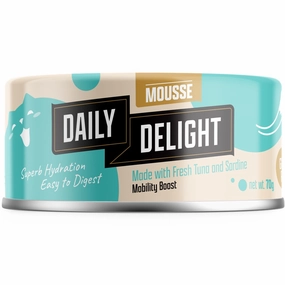Daily Delight Mousse Tuna & Sardine Grain-Free Canned Cat Food 70g cat food cans soft cat food high protein cat food natural cat food senior cat food