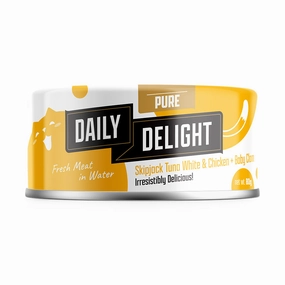 Daily Delight Pure Skipjack Tuna White & Chicken with Baby Clam Canned Cat Food 80g natural cat food soft cat treats freeze dried cat food organic cat treats indoor cat food