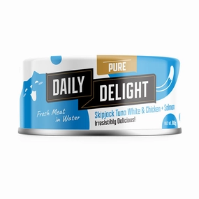 Daily Delight Pure Skipjack Tuna White & Chicken with Salmon Canned Cat Food 80g cat food cans soft cat food high protein cat food natural cat food senior cat food