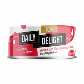 Daily Delight Pure Skipjack Tuna White & Chicken with Shrimp Canned Cat Food 80g cat food cans soft cat food high protein cat food natural cat food senior cat food