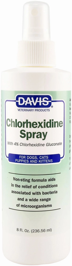 Davis 4% Chlorhexidine Spray, 8 oz cat grooming cat shampoo cat conditioner cat comb cat grooming glove