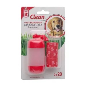 Dogit Clean Waste Bag Dispenser Red 2 Rolls / 20 Bags dog training treats training clicker crate training set travel bowl portable water bottle