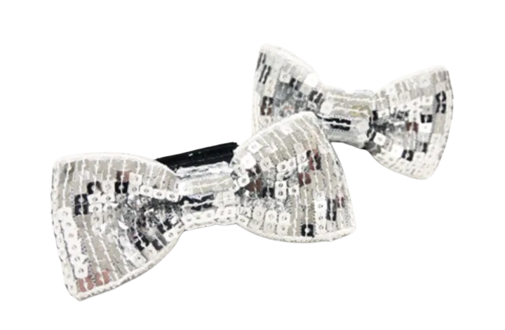 DOGO EasyBow Sequin Bow Tie - Silver dog accessories dog collar dog leash dog bowtie dog backpack