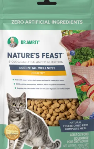 Dr. Marty Nature's Feast Essential Wellness  Poultry Freeze Dried Raw Cat Food freeze dried dog food raw food for dogs dog freeze meal high protein dog food grain free freeze dog food