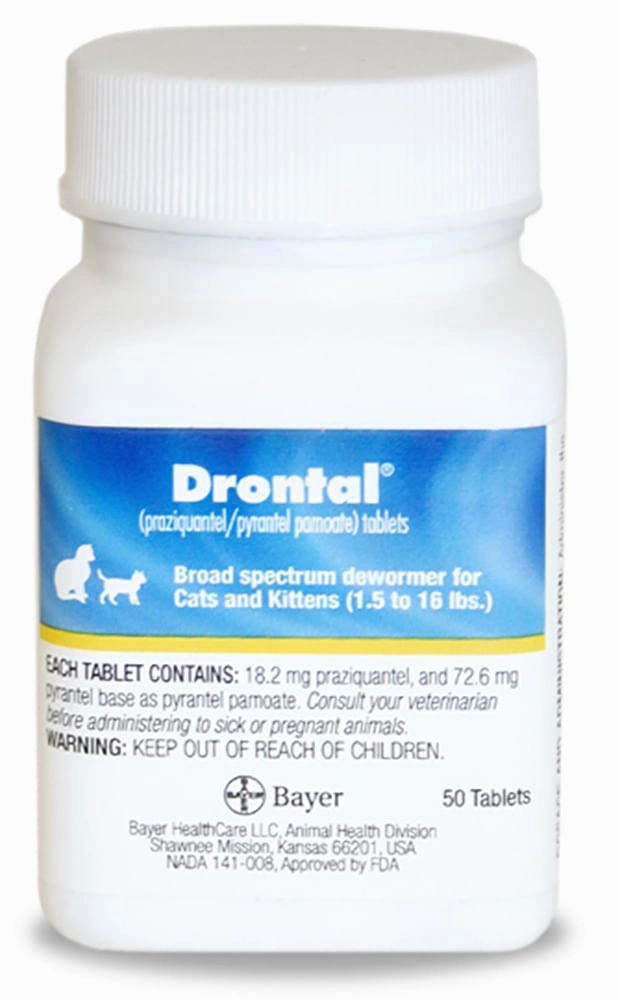 Drontal Broad Spectrum Dewormer, 50 Tablets cat climbing tree cat hammock cat steps cat grooming kit cat safety gate