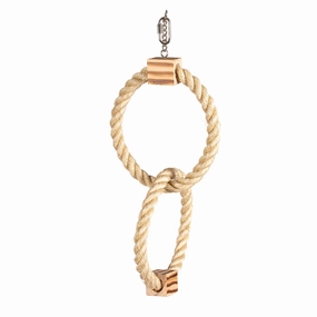 Duvo Birdtoy Double Ring In Sisal and Wooden BBQ Blocks 42cm bird cage parrot food bird toys bird perch bird treats
