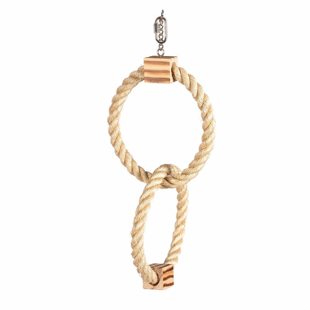 Duvo Birdtoy Double Ring In Sisal and Wooden BBQ Blocks 42cm bird cage parrot food bird toys bird perch bird treats
