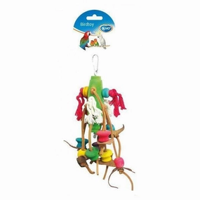 Duvo Birdtoy Rope with Colorful Cubes & Leather 23cm bird cage parrot food bird toys bird perch bird treats