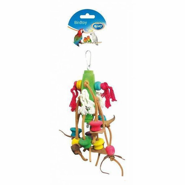 Duvo Birdtoy Rope with Colorful Cubes & Leather 23cm bird cage parrot food bird toys bird perch bird treats