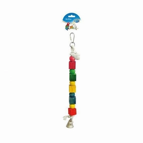 Duvo Birdtoy White Rope Ring with Colorful Cubes & Bell 35cm bird cage parrot food bird toys bird perch bird treats