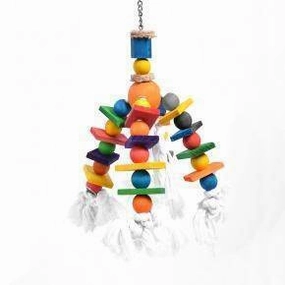 Duvo Birdtoy with Colorful Cubes and Rope 35.5cm x 10cm bird cage parrot food bird toys bird perch bird treats