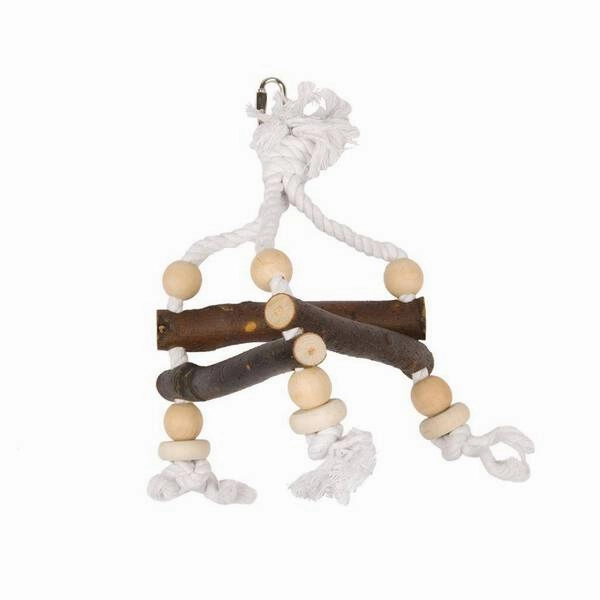 Duvo Birdtoy Wooden Triangle with Rope 27cm x 27cm x 27cm bird cage parrot food bird toys bird perch bird treats