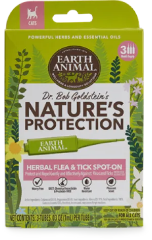 Earth Animal Flea & Tick CAT Herbal Spot On 3pk (.03oz/1ml per tube) cat toys interactive cat toys cat teaser wand cat balls cat laser pointer