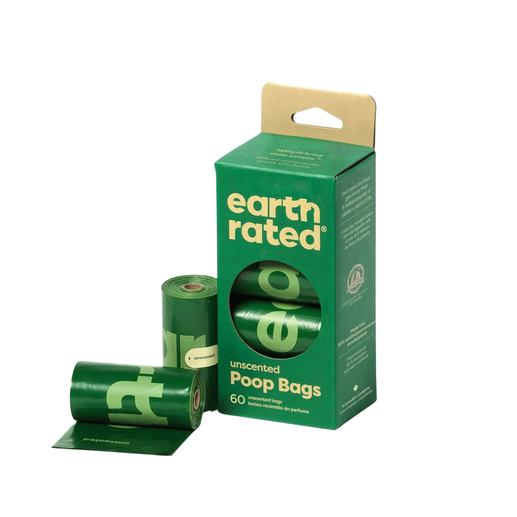 Earth Rated Unscented Poop Bags 4 rolls (60ct) dog pain relief hip joint supplement senior dog care pet arthritis aid dog skin supplement