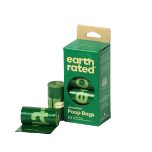 Earth Rated Unscented Poop Bags 4 rolls (60ct) dog pain relief hip joint supplement senior dog care pet arthritis aid dog skin supplement