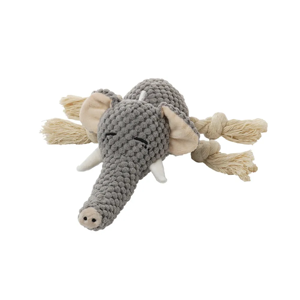 Ellie Elephant Rope Squeaker Toy dog toys indestructible dog toys dog tug toys dog plush chew resistant toy