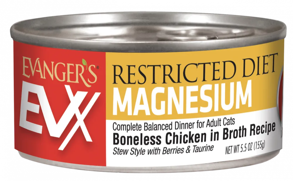 Evanger's EVX Restricted Diet Magnesium (Urinary Tract) Boneless Chicken for Cats cat calming diffuser cat stress relief anxiety cat treats cat relaxing spray pet mood aid