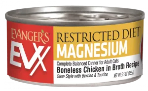 Evanger's EVX Restricted Diet Magnesium (Urinary Tract) Boneless Chicken for Cats cat calming diffuser cat stress relief anxiety cat treats cat relaxing spray pet mood aid