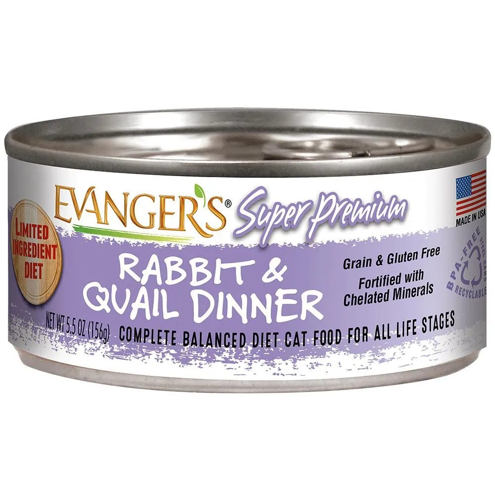 Evanger's Super Premium Rabbit and Quail Dinner for Cats cat calming diffuser cat stress relief anxiety cat treats cat relaxing spray pet mood aid