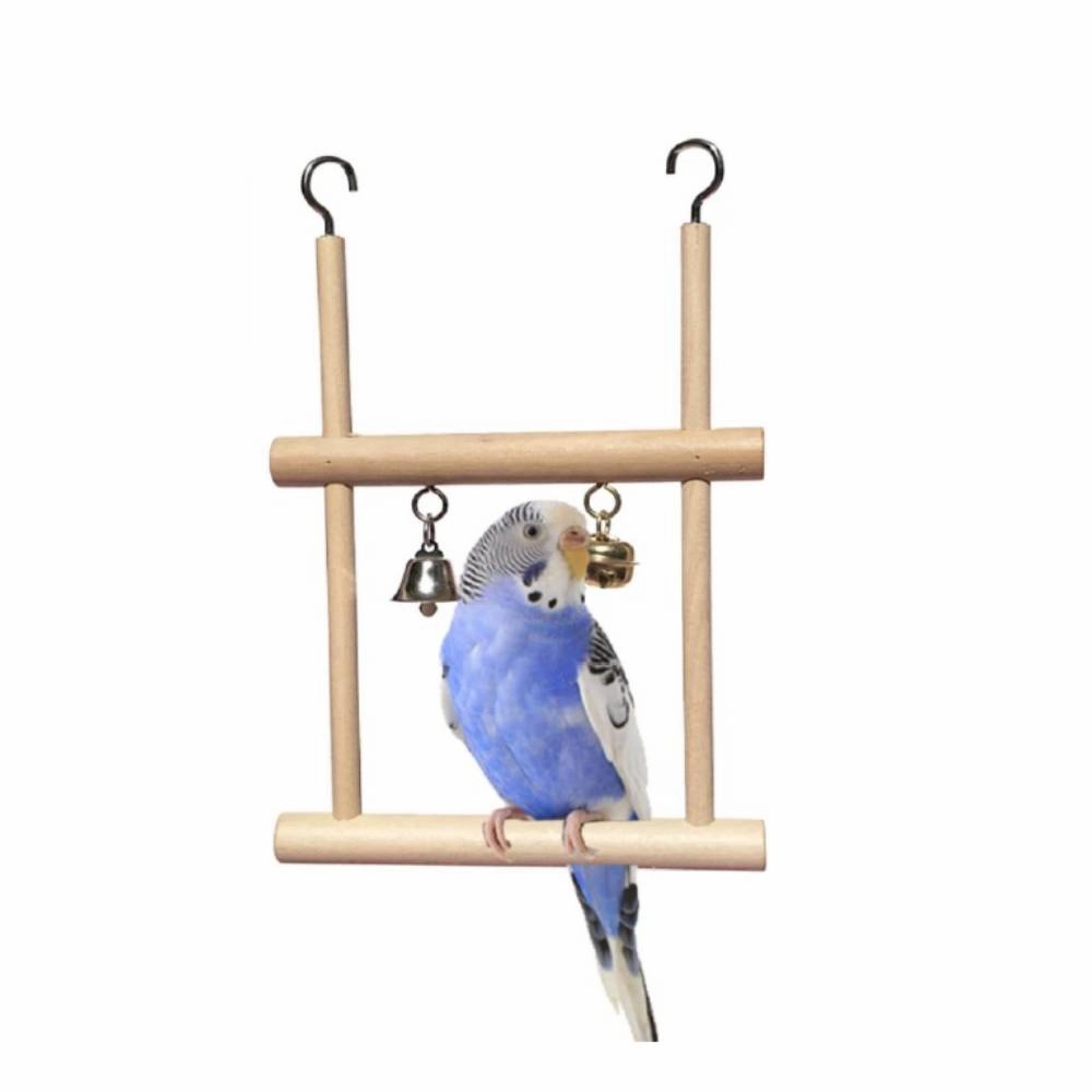 Familiar Solid Wood Hanging Bird Stand - Two Tier L12.5cm x H20cm bird cage parrot food bird toys bird perch bird treats