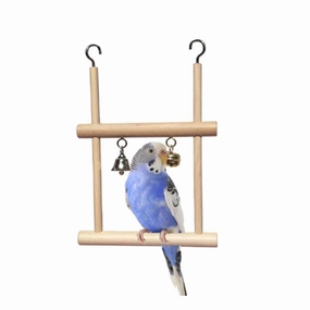 Familiar Solid Wood Hanging Bird Stand - Two Tier L12.5cm x H20cm bird cage parrot food bird toys bird perch bird treats