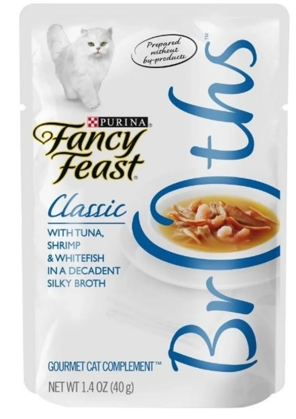Fancy Feast Classic Broths with Tuna, Shrimp & Whitefish Cat Food Pouches cat calming diffuser cat stress relief anxiety cat treats cat relaxing spray pet mood aid