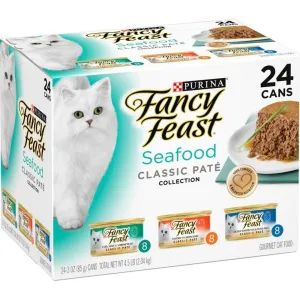 Fancy Feast Classic Seafood Feast Variety Pack Canned Cat Food cat calming diffuser cat stress relief anxiety cat treats cat relaxing spray pet mood aid