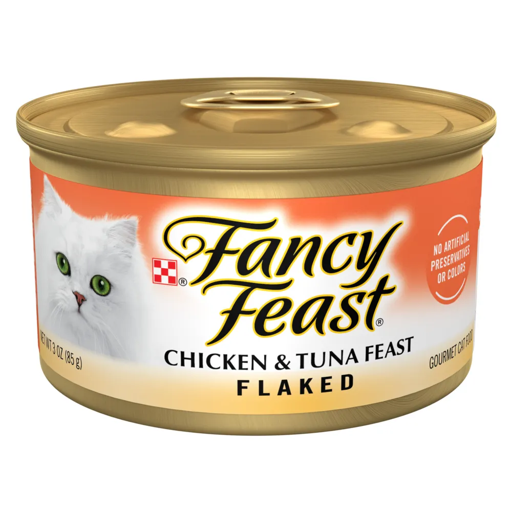 Fancy Feast Flaked Chicken and Tuna Canned Cat Food cat calming diffuser cat stress relief anxiety cat treats cat relaxing spray pet mood aid