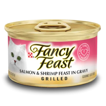 Fancy Feast Grilled Salmon & Shrimp Feast in Gravy Wet Cat Food cat treats toys for cats cat hair remover cat cleaning supplies cat food bowl
