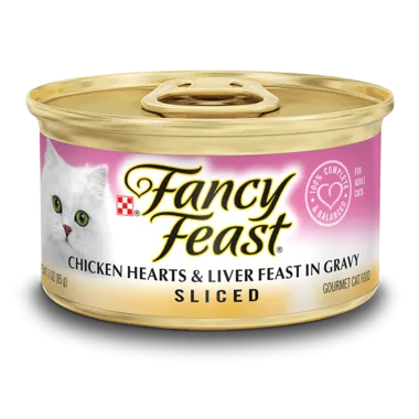 Fancy Feast Sliced Chicken Hearts & Liver in Gravy Wet Cat Food cat treats toys for cats cat hair remover cat cleaning supplies cat food bowl