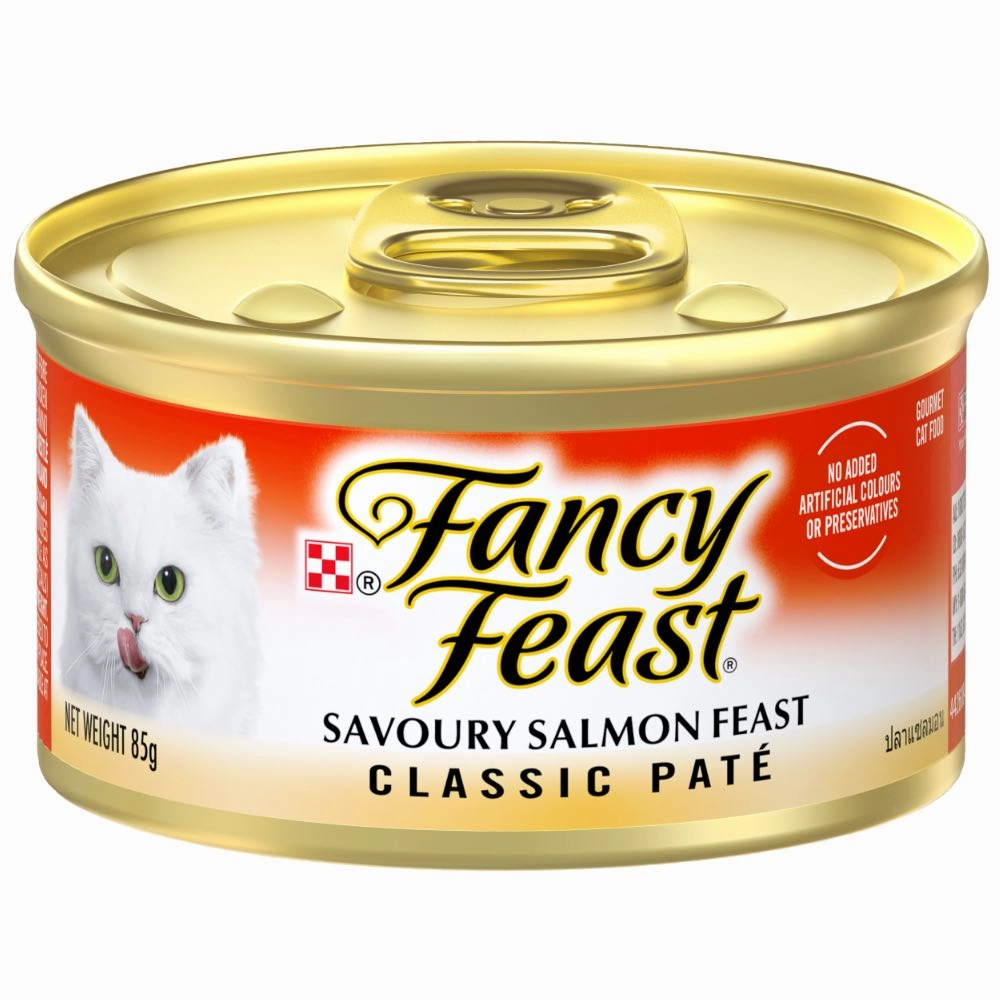 Fancy Feast Classic Pate Savory Salmon Feast Canned Cat Food 85g cat food cans soft cat food high protein cat food natural cat food senior cat food