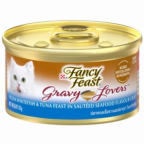 Fancy Feast Gravy Lovers Ocean Whitefish & Tuna Canned Cat Food 85g natural cat food soft cat treats freeze dried cat food organic cat treats indoor cat food