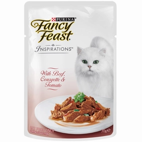 Fancy Feast Inspirations Beef, Courgette & Tomato Pouch Cat Food 70g x12 natural cat food soft cat treats freeze dried cat food organic cat treats indoor cat food