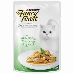Fancy Feast Inspirations Chicken, Pasta Pearls & Spinach Pouch Cat Food 70g x12 natural cat food soft cat treats freeze dried cat food organic cat treats indoor cat food