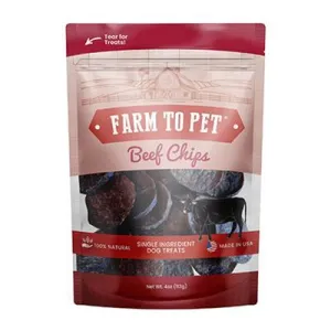 Farm to Pet Single Ingredient Beef Chips 4oz Bag goat vitamins sheep health poultry medicine livestock supplement animal wellness