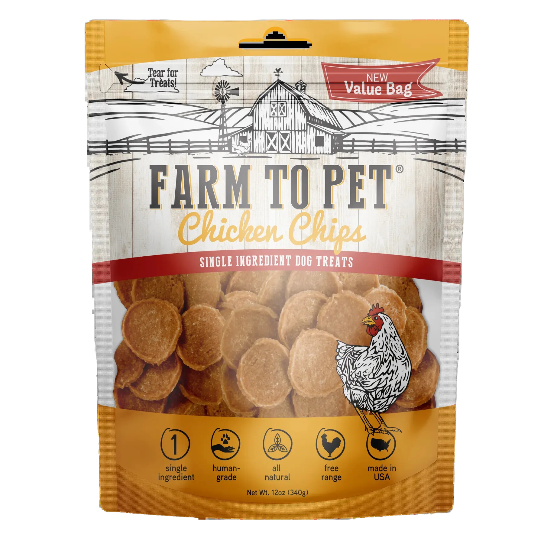 Farm to Pet Single Ingredient Chicken Chips 12oz Bag goat vitamins sheep health poultry medicine livestock supplement animal wellness