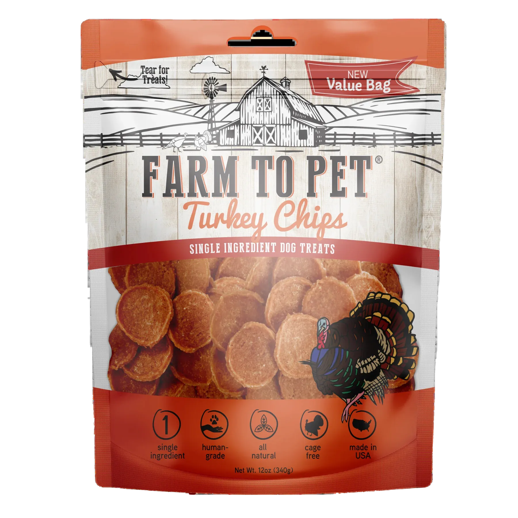 Farm to Pet Single Ingredient Turkey Chips 12oz Bag goat vitamins sheep health poultry medicine livestock supplement animal wellness