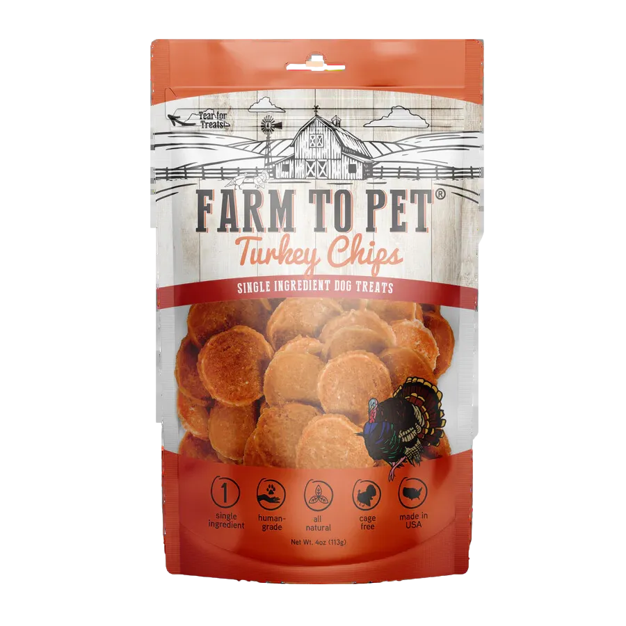 Farm to Pet Single Ingredient Turkey Chips 4oz Bag goat vitamins sheep health poultry medicine livestock supplement animal wellness