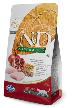 Farmina N&D Natural & Delicious Low Grain Adult Chicken & Pomegranate Dry Cat Food freeze dried dog food raw food for dogs dog freeze meal high protein dog food grain free freeze dog food