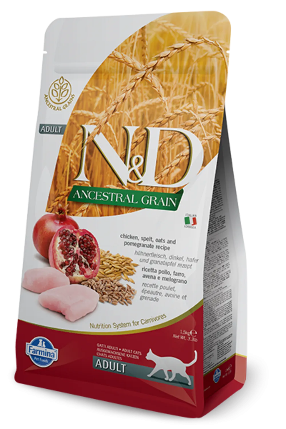Farmina N&D Natural & Delicious Low Grain Adult Chicken & Pomegranate Dry Cat Food freeze dried dog food raw food for dogs dog freeze meal high protein dog food grain free freeze dog food