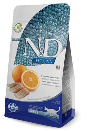 Farmina N&D Ocean Feline Herring & Orange Adult Dry Cat Food freeze dried dog food raw food for dogs dog freeze meal high protein dog food grain free freeze dog food